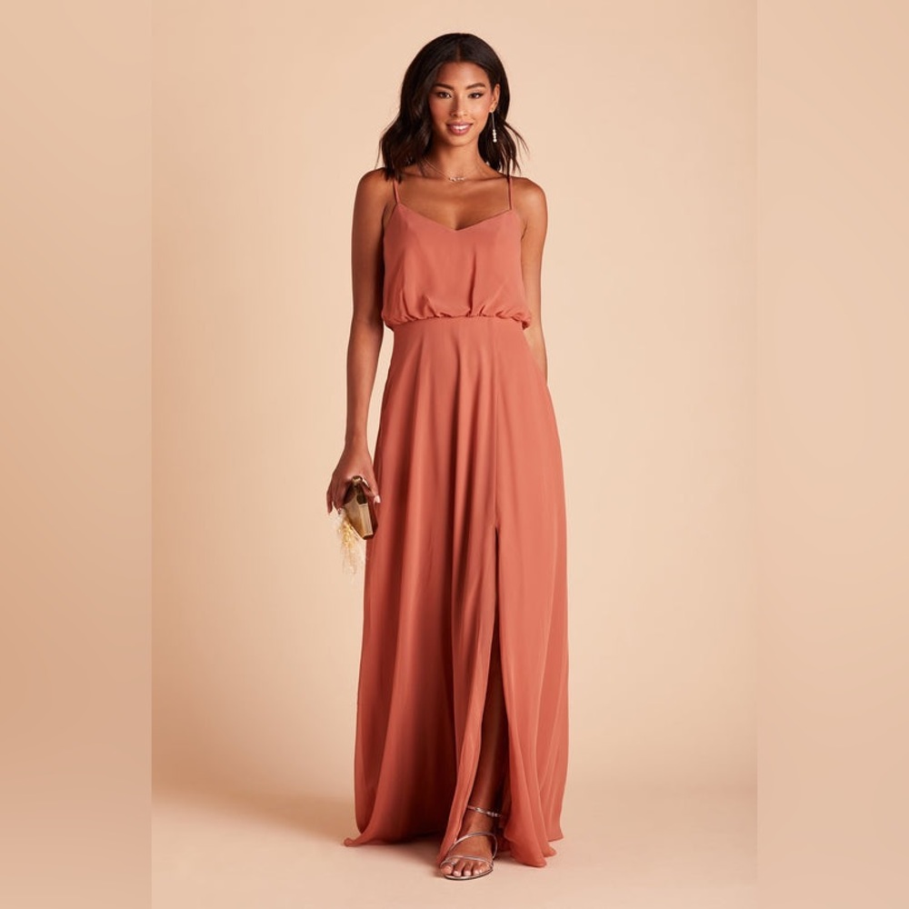 Birdy Grey Gwennie Chiffon Max Bridesmaid Dress in Terra Cotta